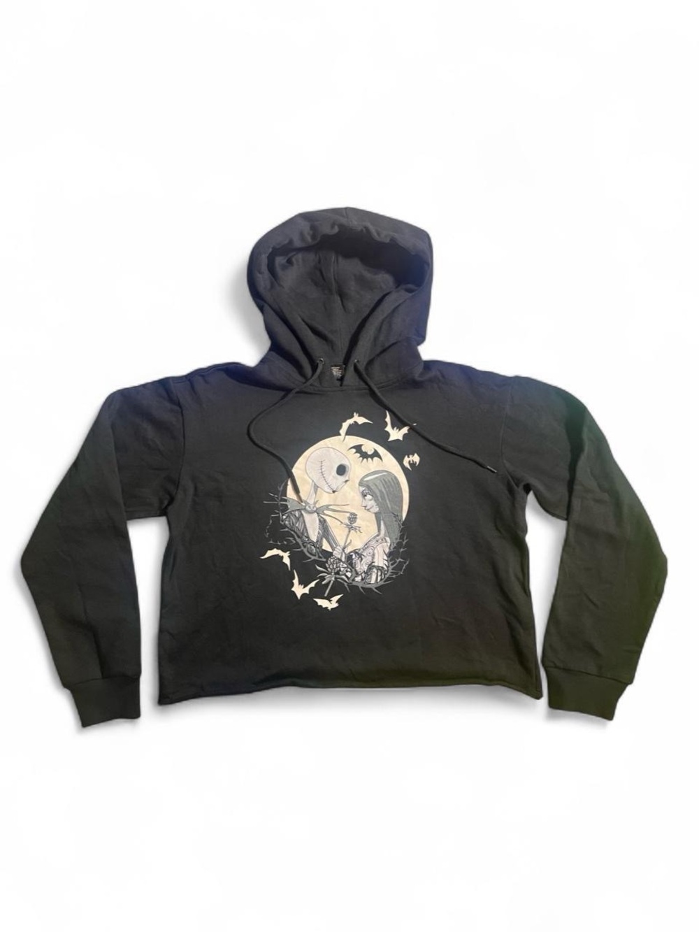 Nightmare Before Christmas Emo Style 90’s Cropped Hoodie Black